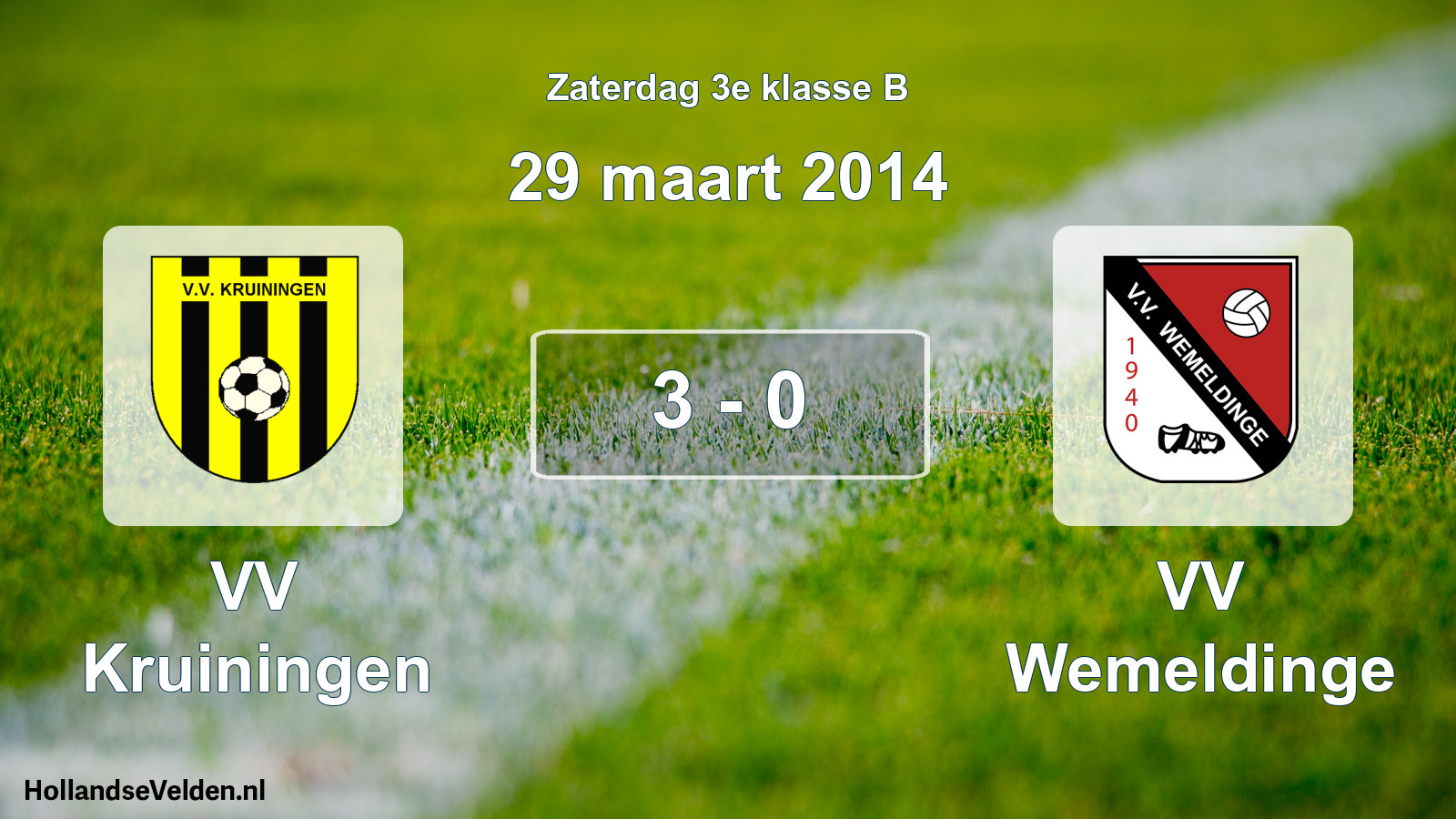 Total number of matches played: VV Kruiningen - VV Wemeldinge 3 - 0 (29 March 2014)