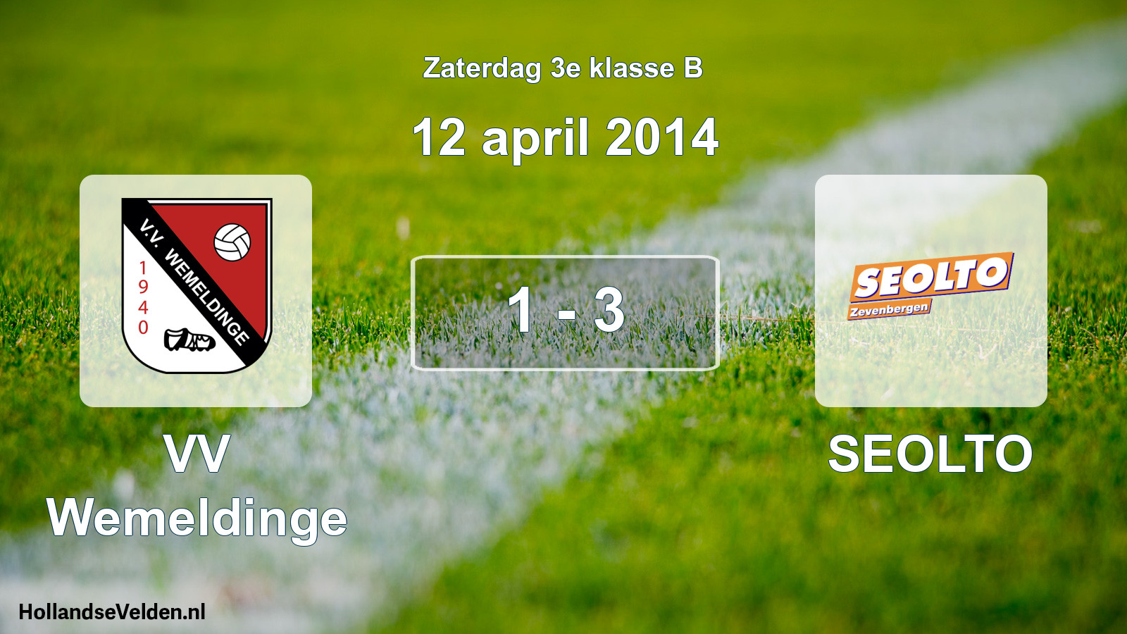 Total number of matches played: VV Wemeldinge - SEOLTO 1 - 3 (12 April 2014)
