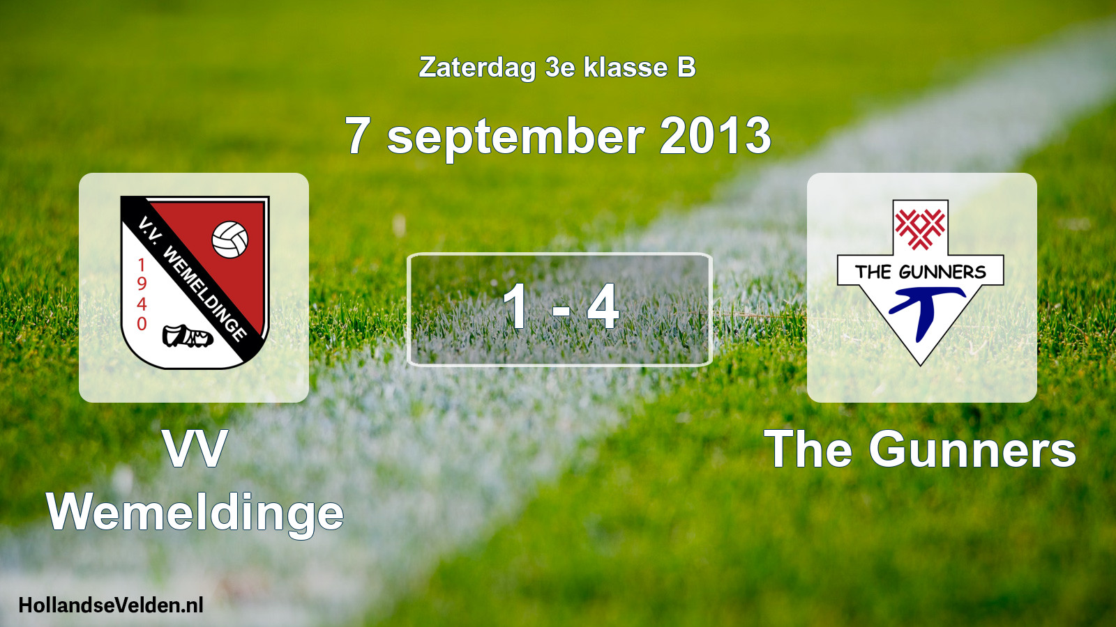 Total number of matches played: VV Wemeldinge - The Gunners 1 - 4 (7 September 2013)