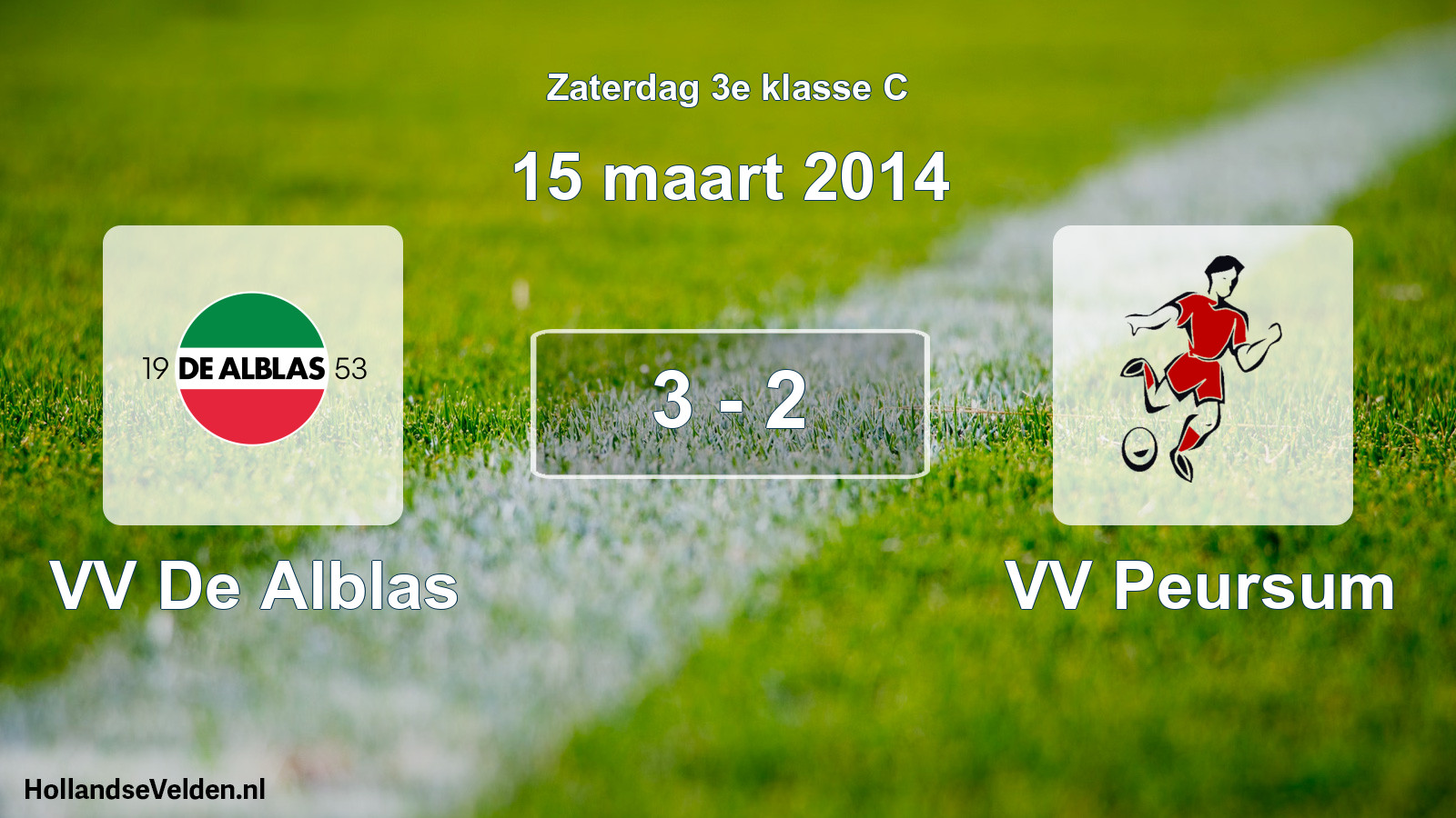 Total number of matches played: VV De Alblas - VV Peursum 3 - 2 (15 March 2014)