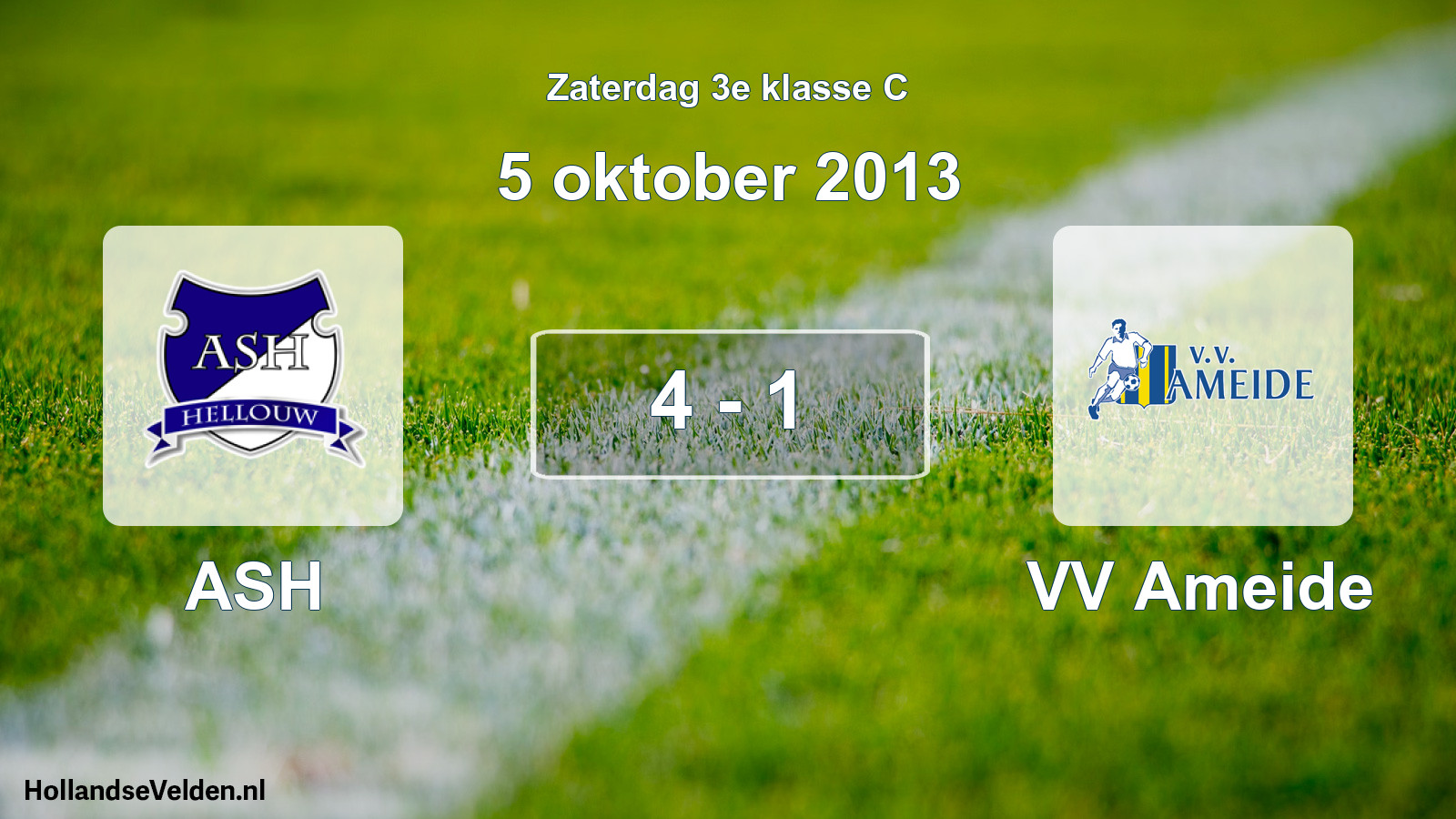 Total number of matches played: ASH - VV Ameide 4 - 1 (5 October 2013)