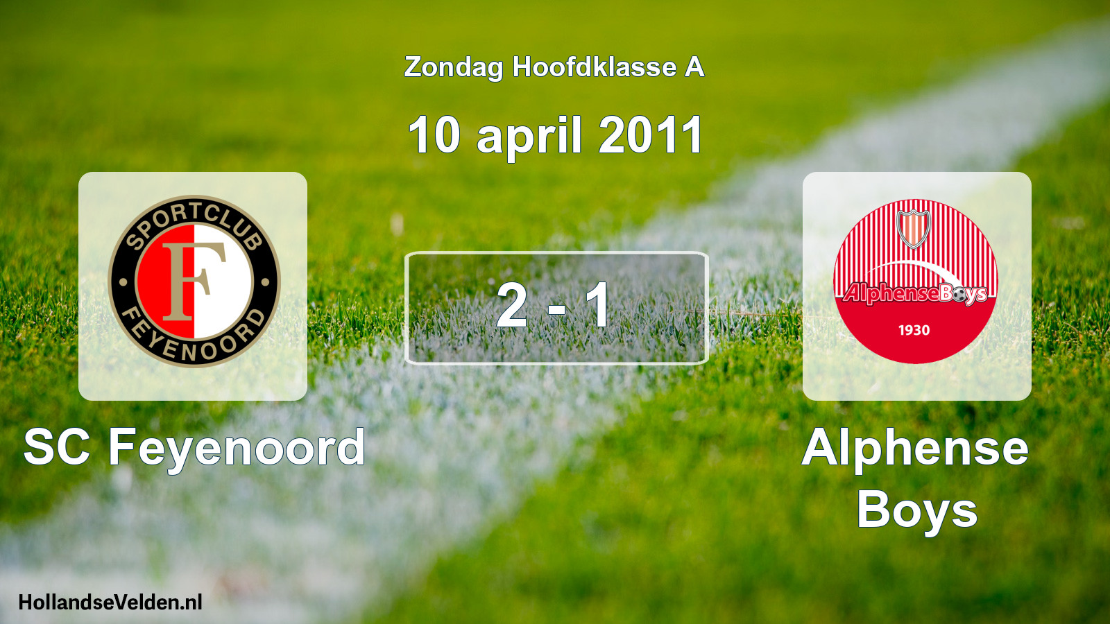 Total number of matches played: SC Feyenoord - Alphense Boys 2 - 1 (10 April 2011)