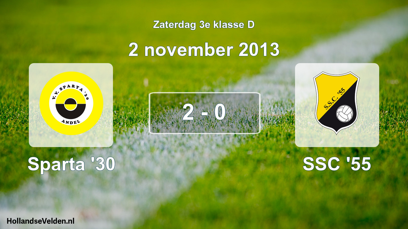 Total number of matches played: Sparta '30 - SSC '55 2 - 0 (2 November 2013)