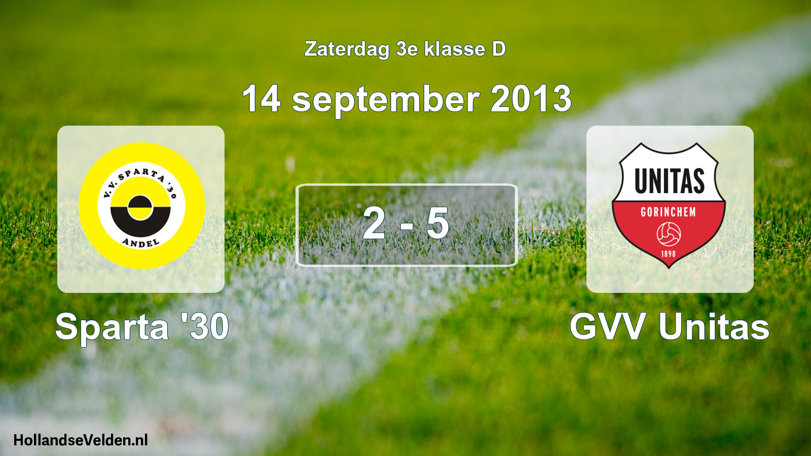 Total number of matches played: Sparta '30 - GVV Unitas 2 - 5 (14 September 2013)