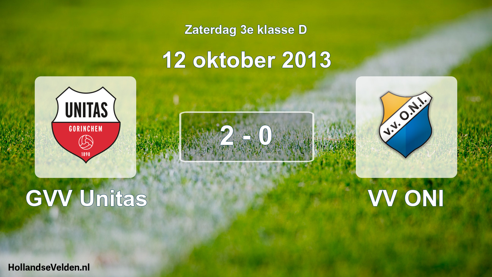 Total number of matches played: GVV Unitas - VV ONI 2 - 0 (12 October 2013)