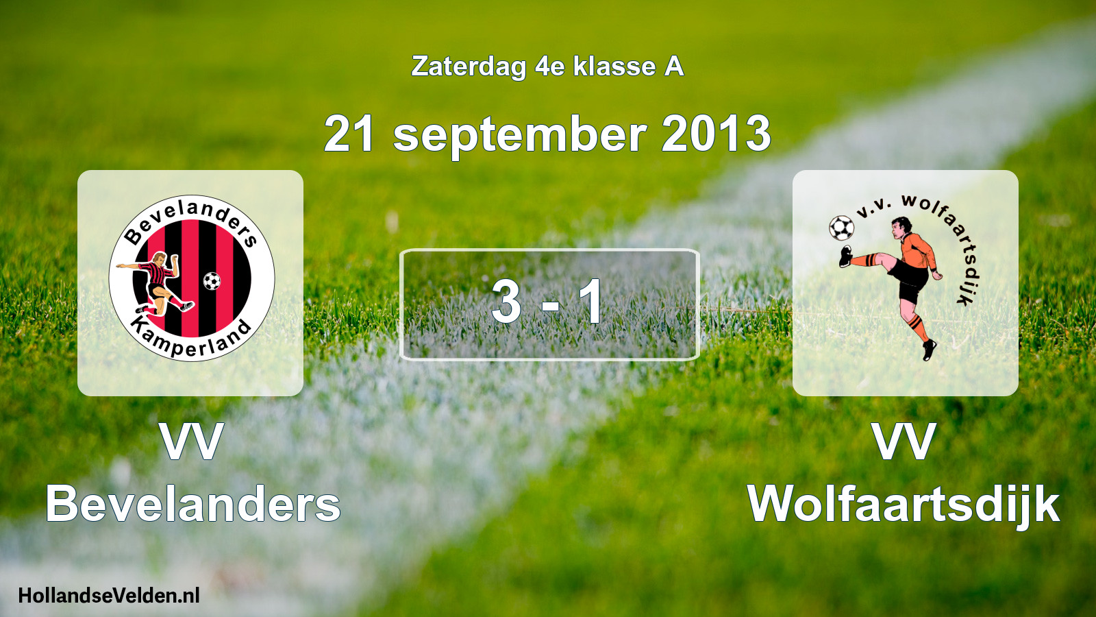 Total number of matches played: VV Bevelanders - VV Wolfaartsdijk 3 - 1 (21 September 2013)