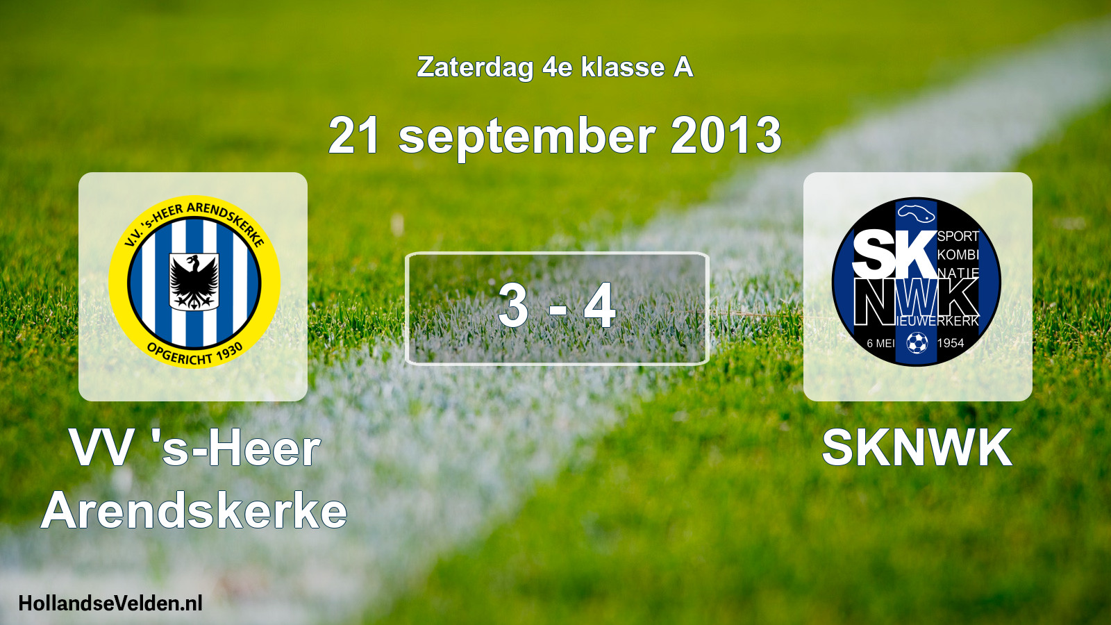 Total number of matches played: VV 's-Heer Arendskerke - SKNWK 3 - 4 (21 September 2013)