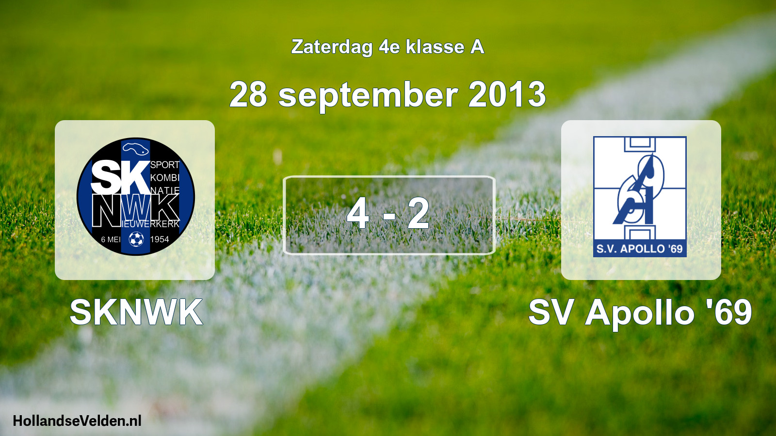 Total number of matches played: SKNWK - SV Apollo '69 4 - 2 (28 September 2013)