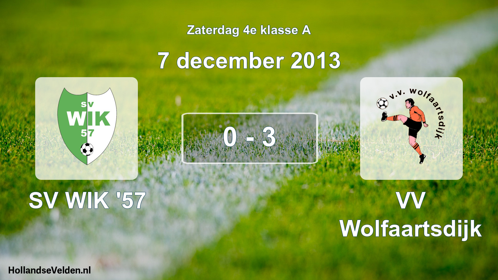 Total number of matches played: SV WIK '57 - VV Wolfaartsdijk 0 - 3 (7 December 2013)