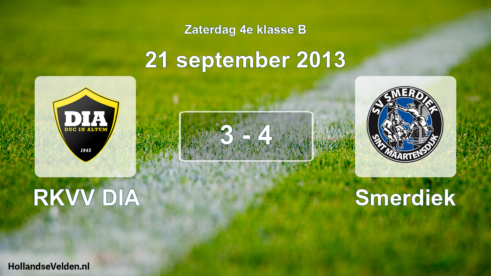 Total number of matches played: RKVV DIA - Smerdiek 3 - 4 (21 September 2013)