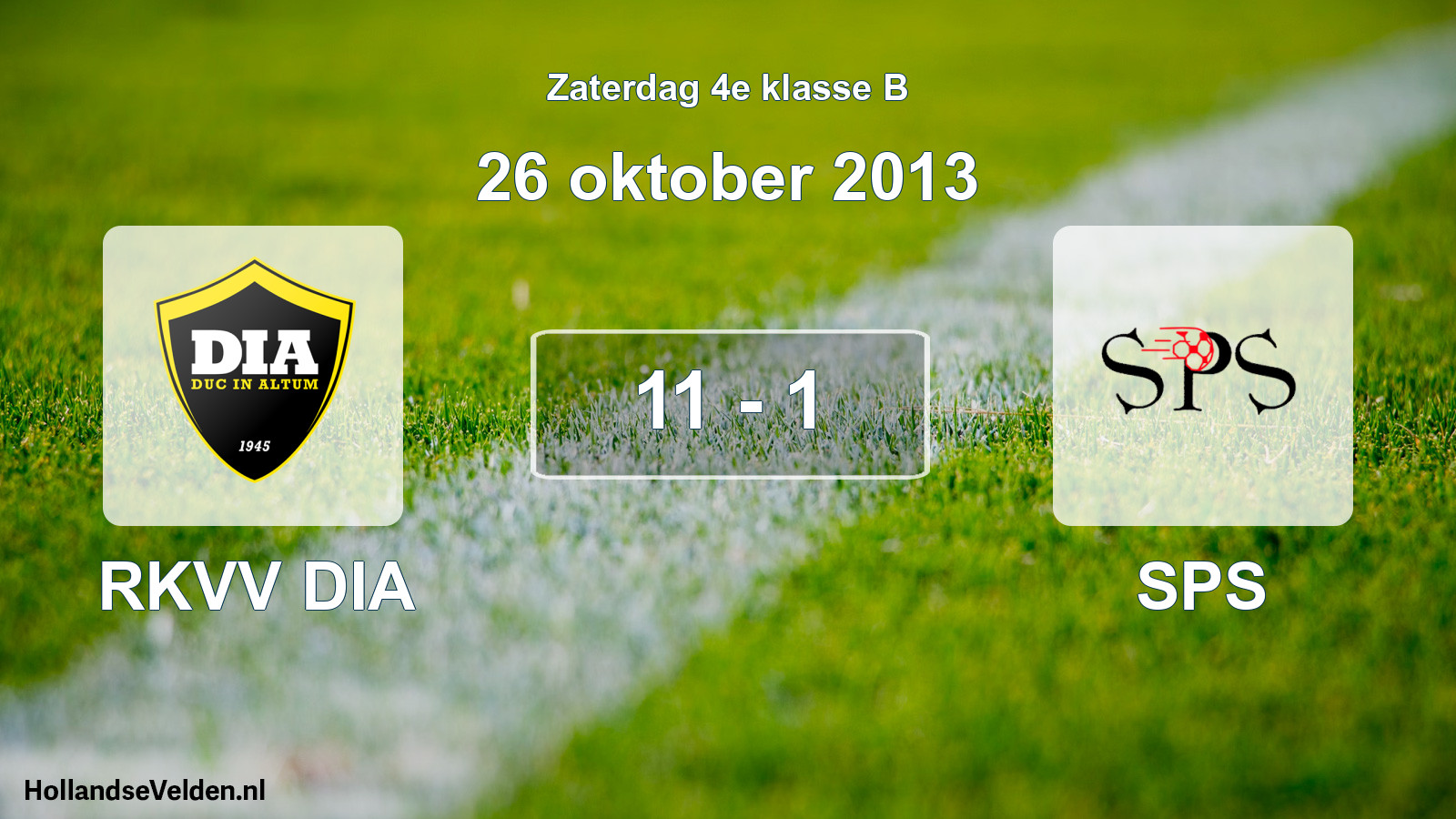 Total number of matches played: RKVV DIA - SPS 11 - 1 (26 October 2013)
