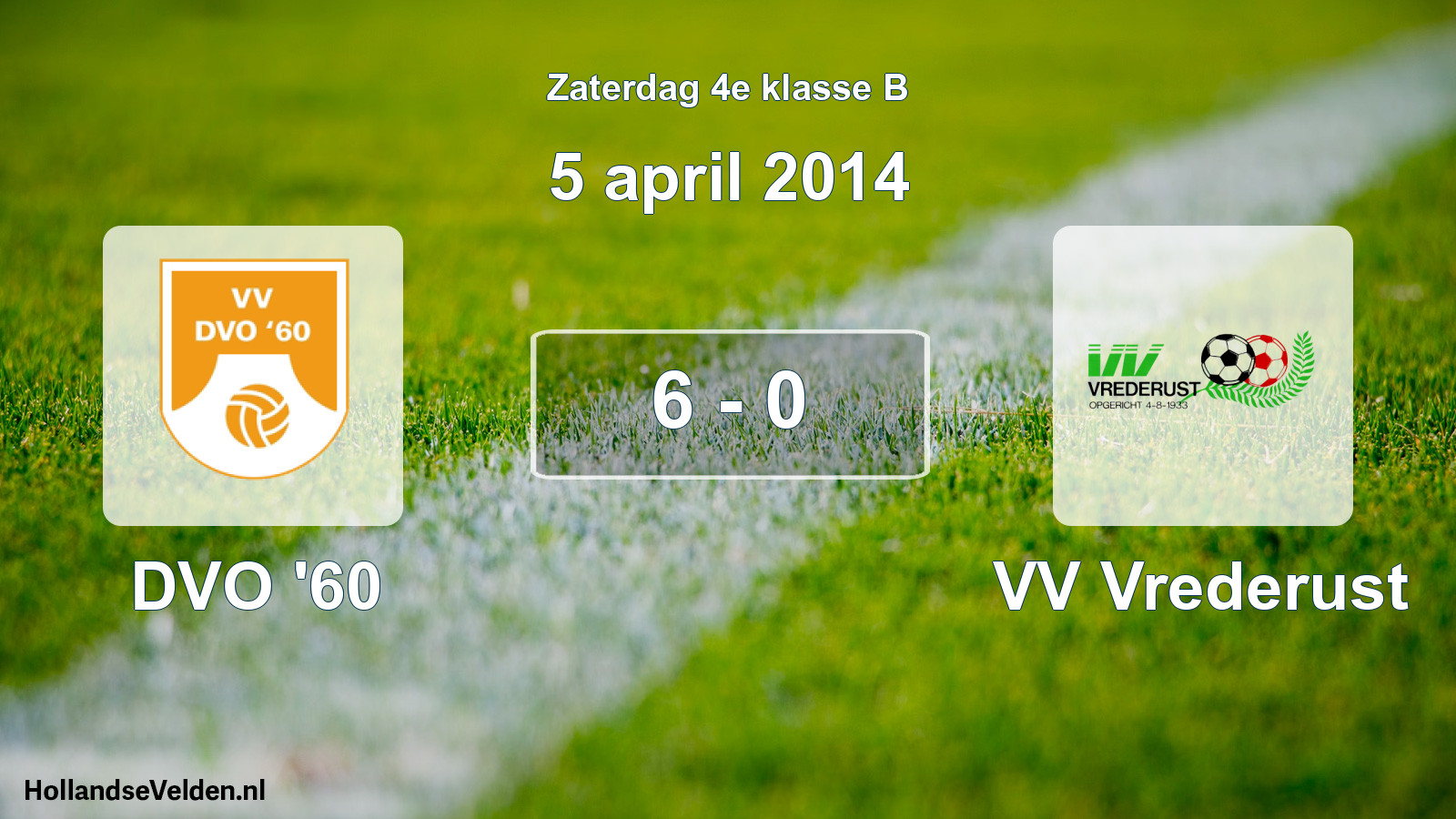 Total number of matches played: DVO '60 - VV Vrederust 6 - 0 (5 April 2014)