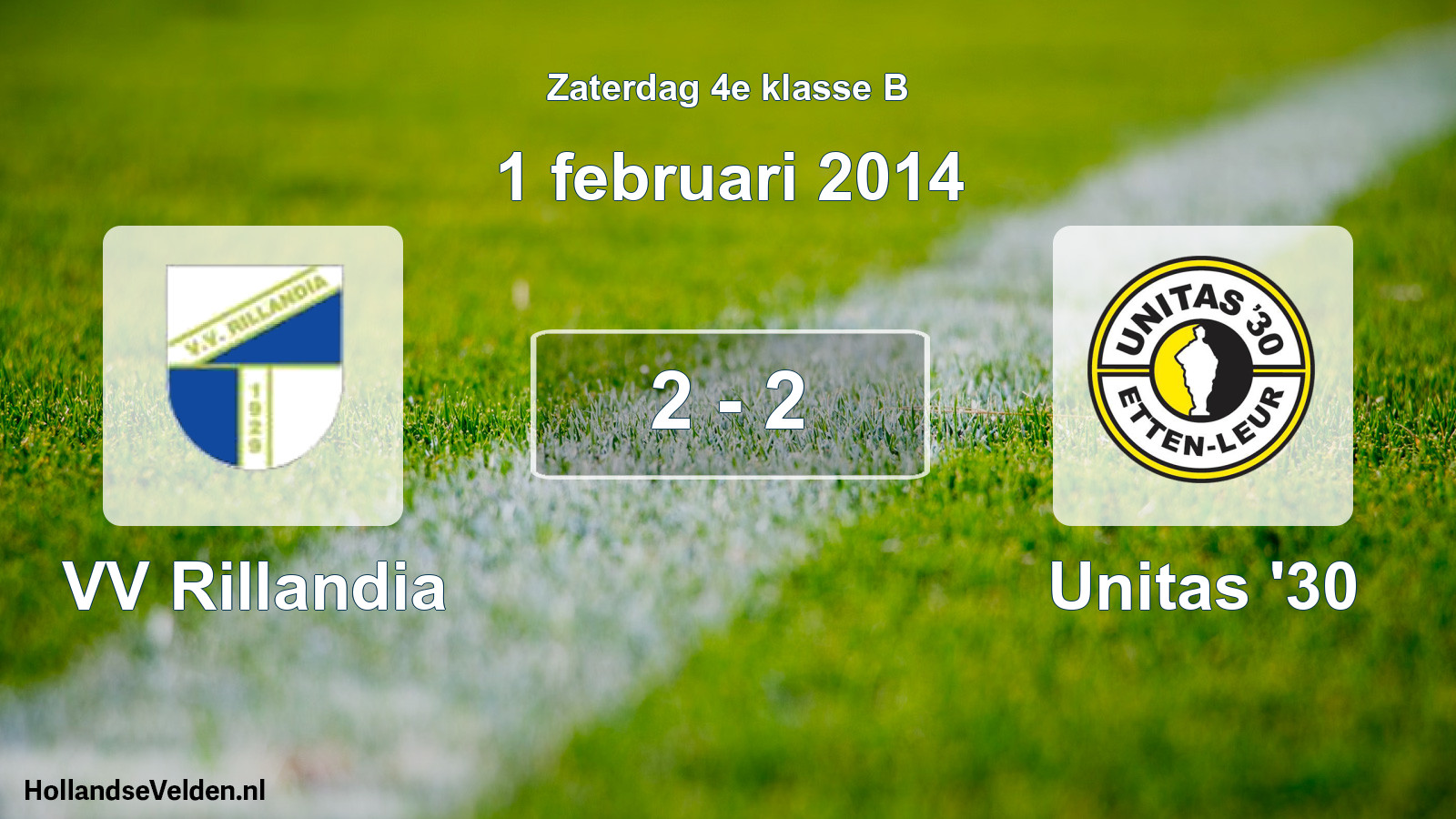 Total number of matches played: VV Rillandia - Unitas '30 2 - 2 (1 February 2014)