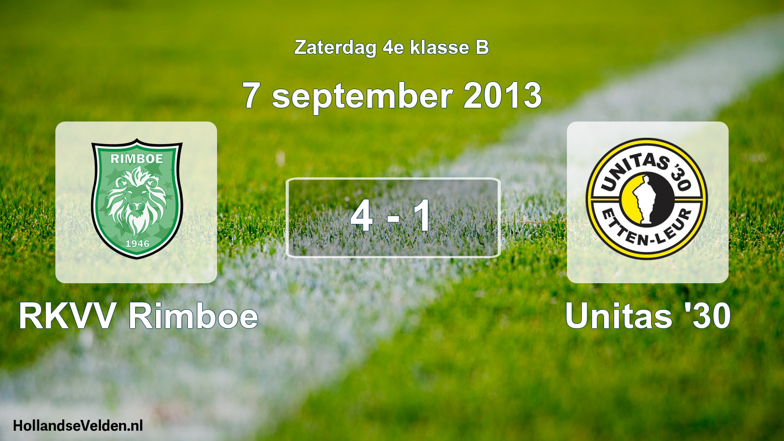 Total number of matches played: RKVV Rimboe - Unitas '30 4 - 1 (7 September 2013)