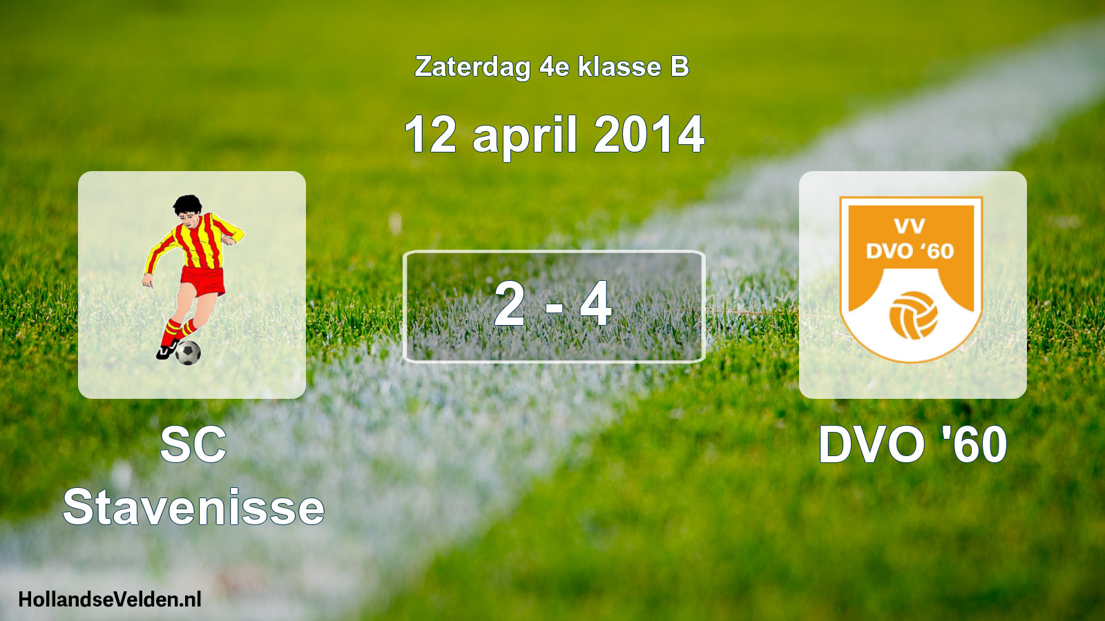 Total number of matches played: SC Stavenisse - DVO '60 2 - 4 (12 April 2014)