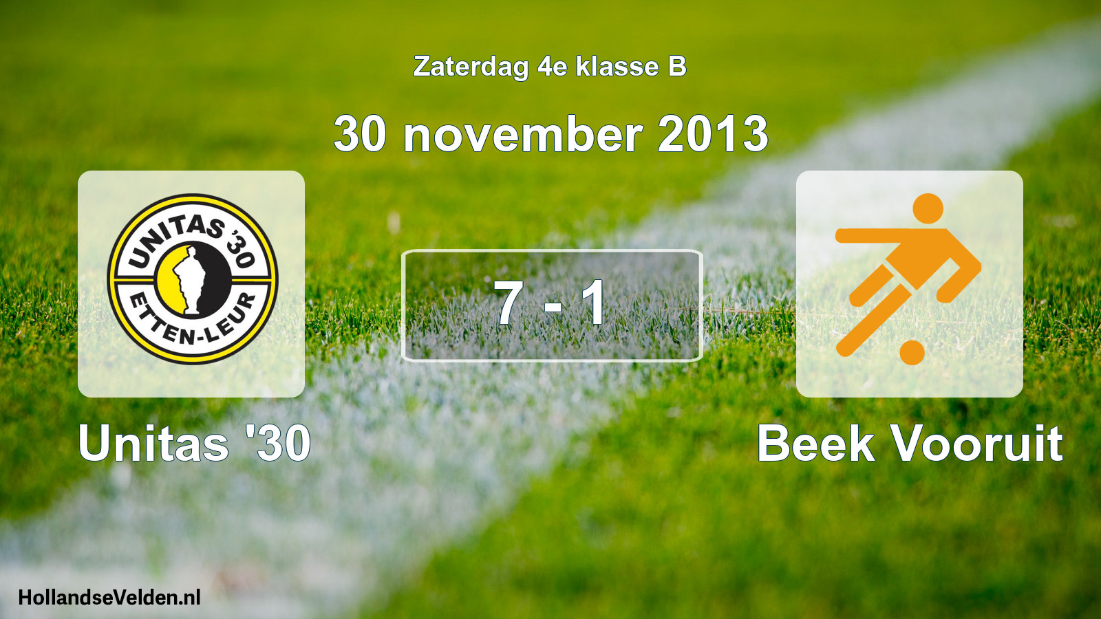 Total number of matches played: Unitas '30 - Beek Vooruit 7 - 1 (30 November 2013)