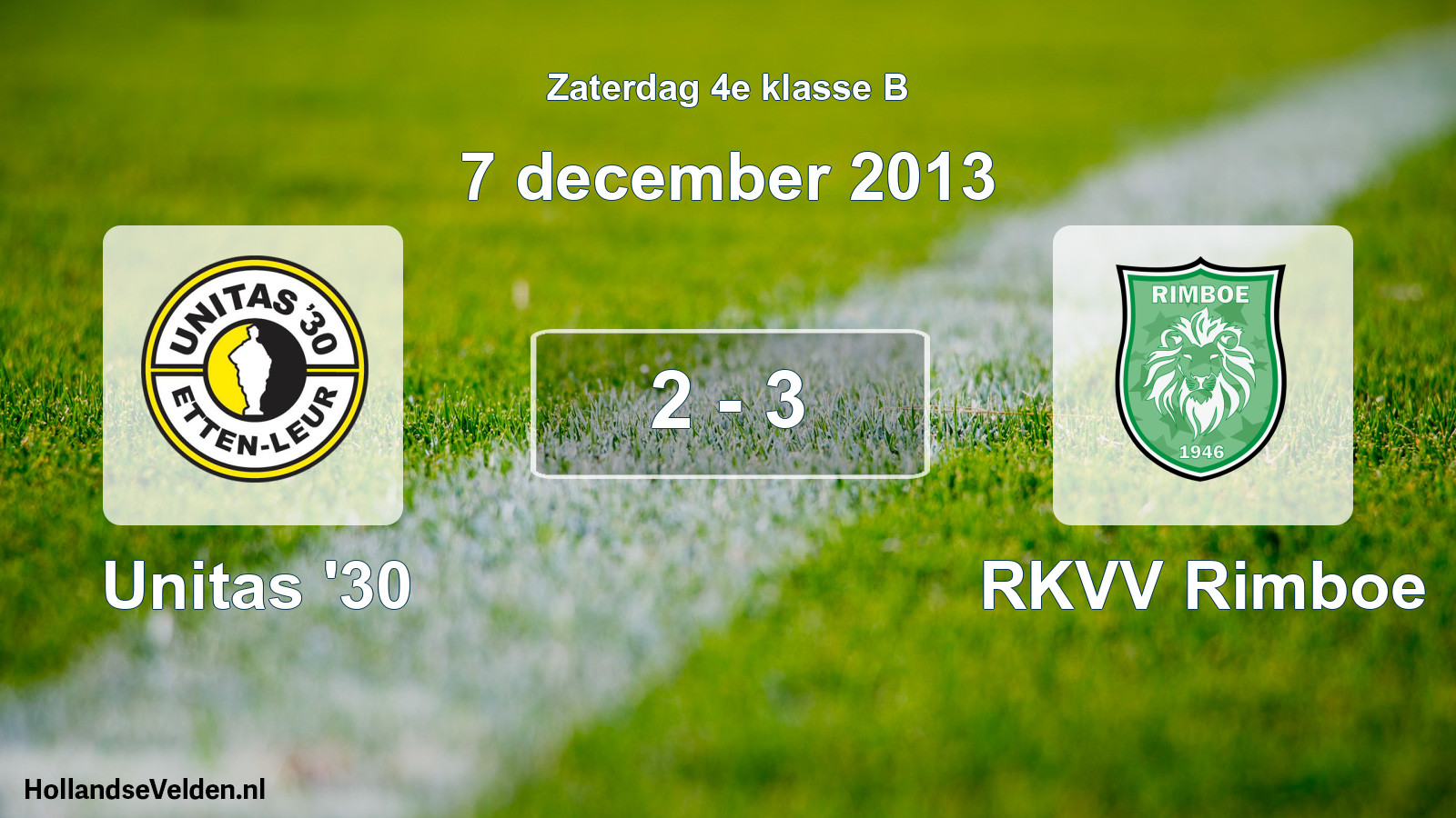 Total number of matches played: Unitas '30 - RKVV Rimboe 2 - 3 (7 December 2013)