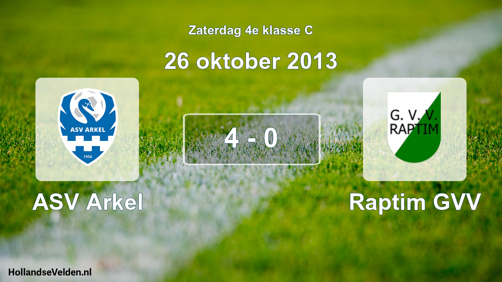 Total number of matches played: ASV Arkel - Raptim GVV 4 - 0 (26 October 2013)