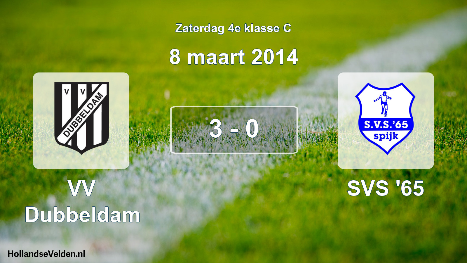 Total number of matches played: VV Dubbeldam - SVS '65 3 - 0 (8 March 2014)