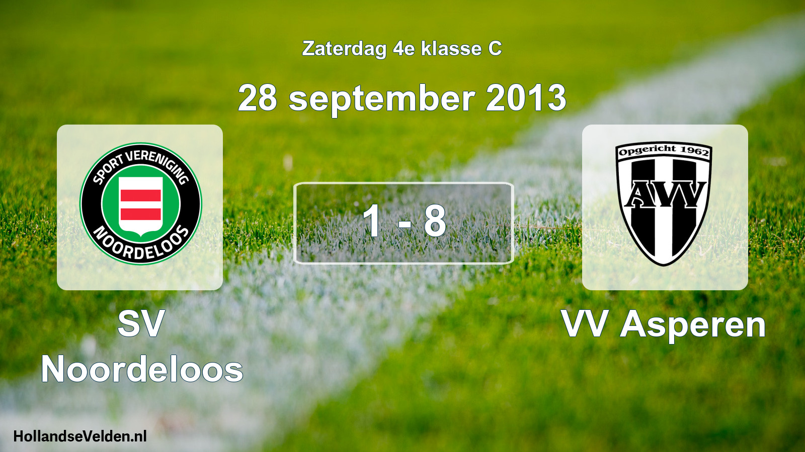 Total number of matches played: SV Noordeloos - VV Asperen 1 - 8 (28 September 2013)
