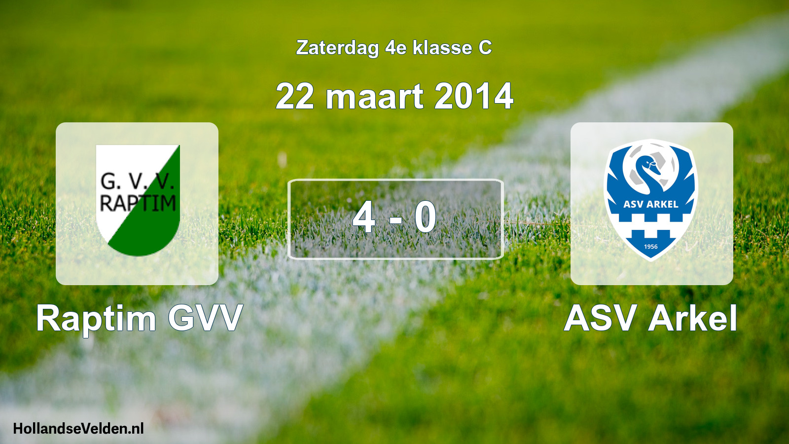 Total number of matches played: Raptim GVV - ASV Arkel 4 - 0 (22 March 2014)