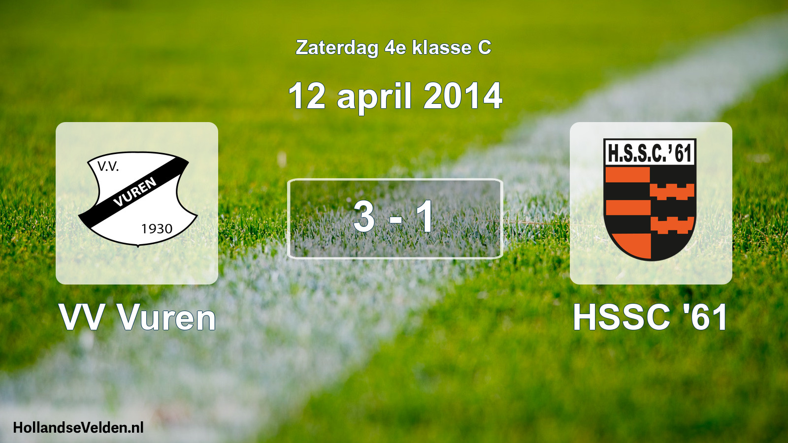 Total number of matches played: VV Vuren - HSSC '61 3 - 1 (12 April 2014)