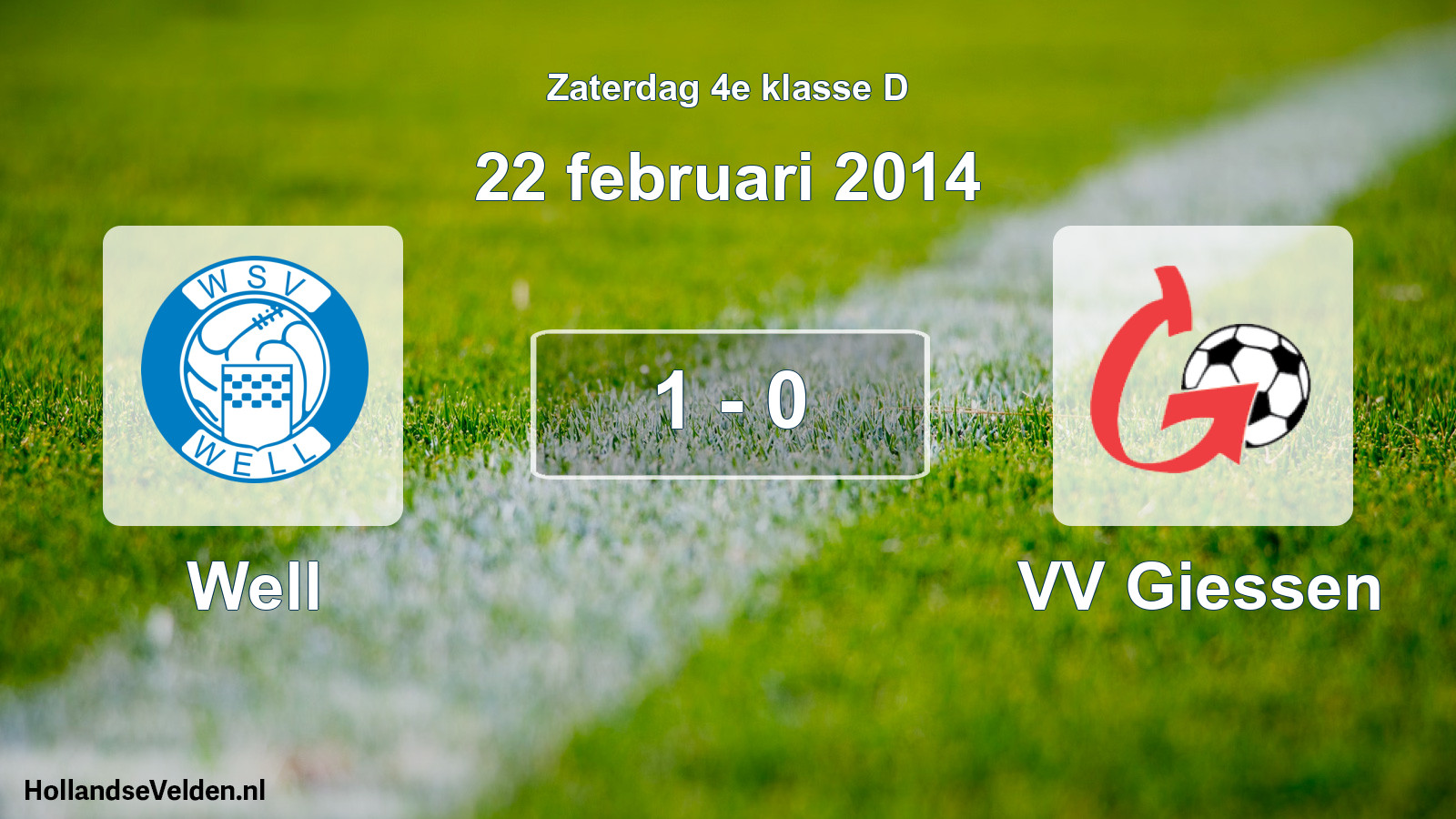 Total number of matches played: Well - VV Giessen 1 - 0 (22 February 2014)