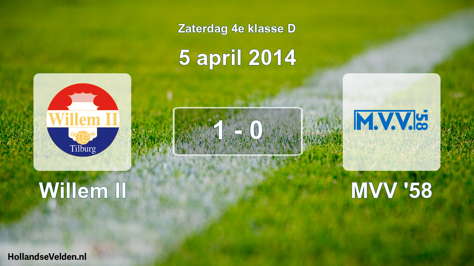 Total number of matches played: Willem II - MVV '58 1 - 0 (5 April 2014)