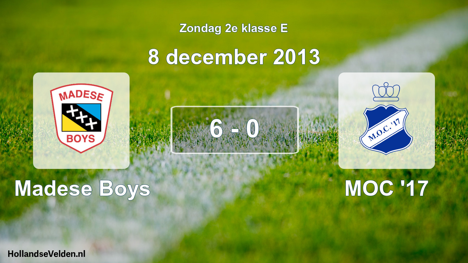 Total number of matches played: Madese Boys - MOC '17 6 - 0 (8 December 2013)