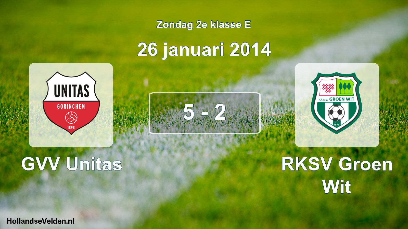 Total number of matches played: GVV Unitas - RKSV Groen Wit 5 - 2 (26 January 2014)