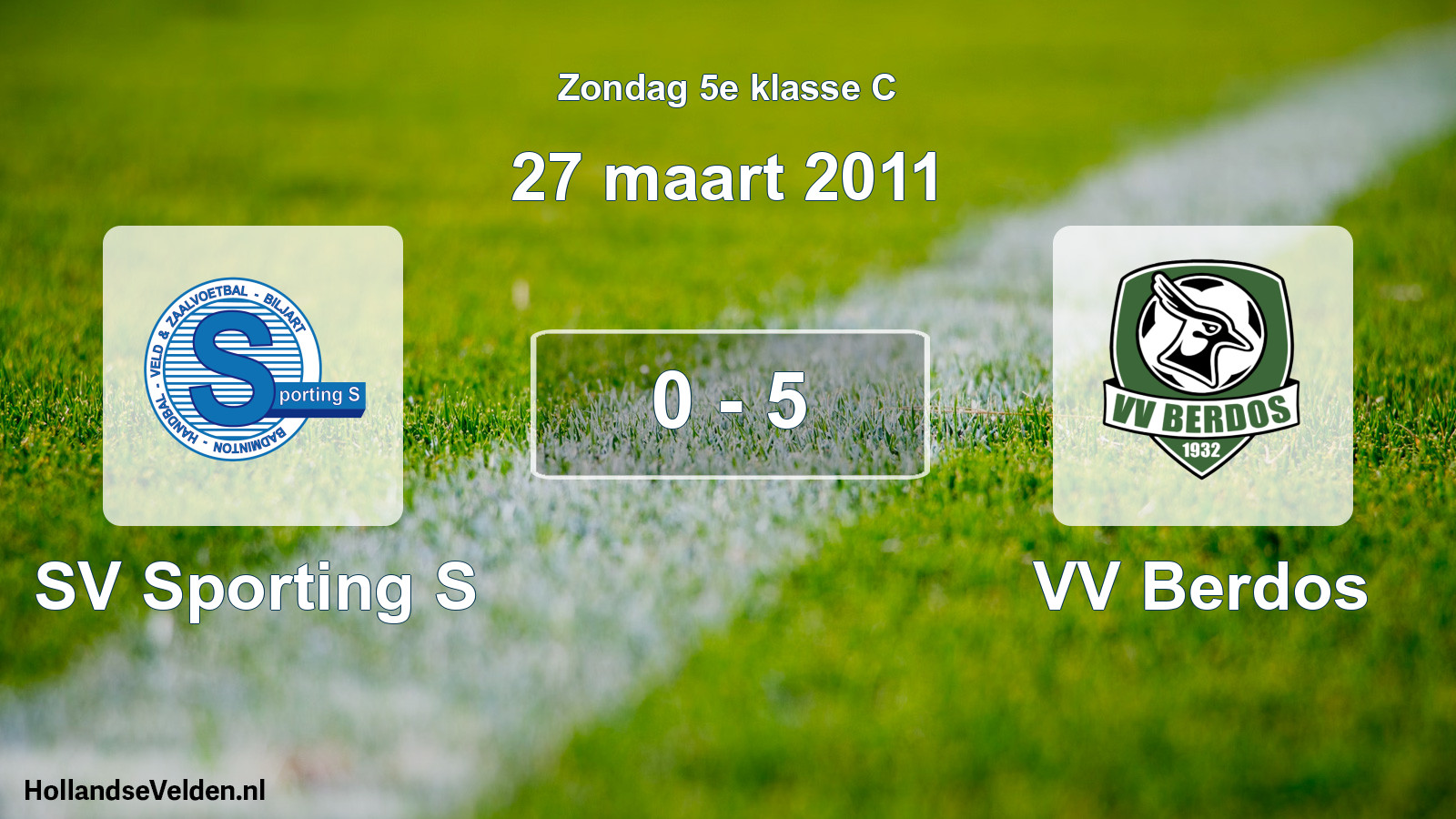Total number of matches played: SV Sporting S - VV Berdos 0 - 5 (27 March 2011)