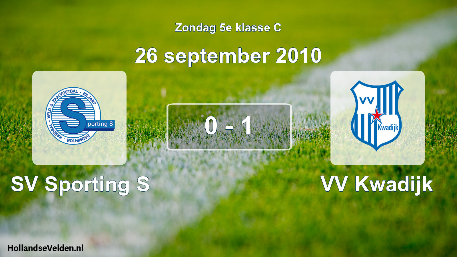 Total number of matches played: SV Sporting S - VV Kwadijk 0 - 1 (26 September 2010)