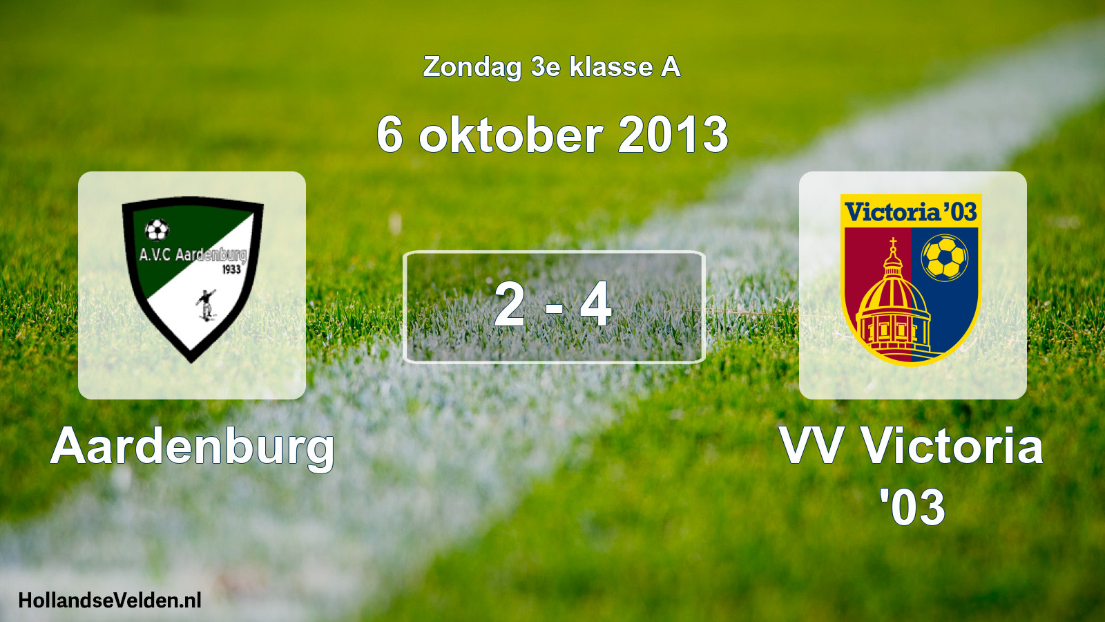 Total number of matches played: Aardenburg - VV Victoria '03 2 - 4 (6 October 2013)