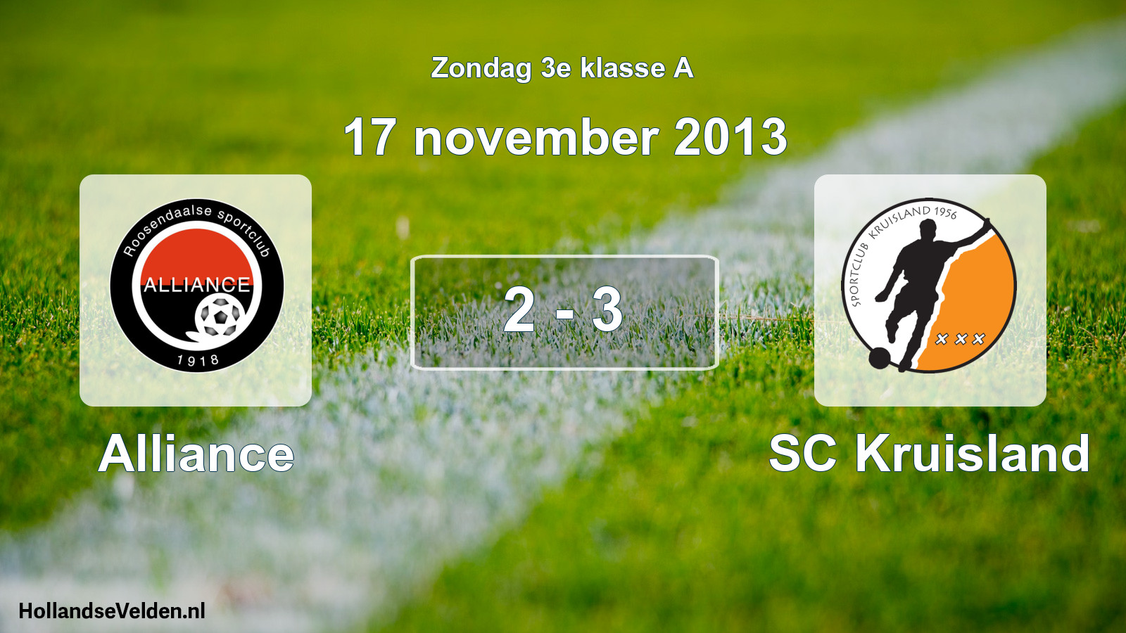 Total number of matches played: Alliance - SC Kruisland 2 - 3 (17 November 2013)