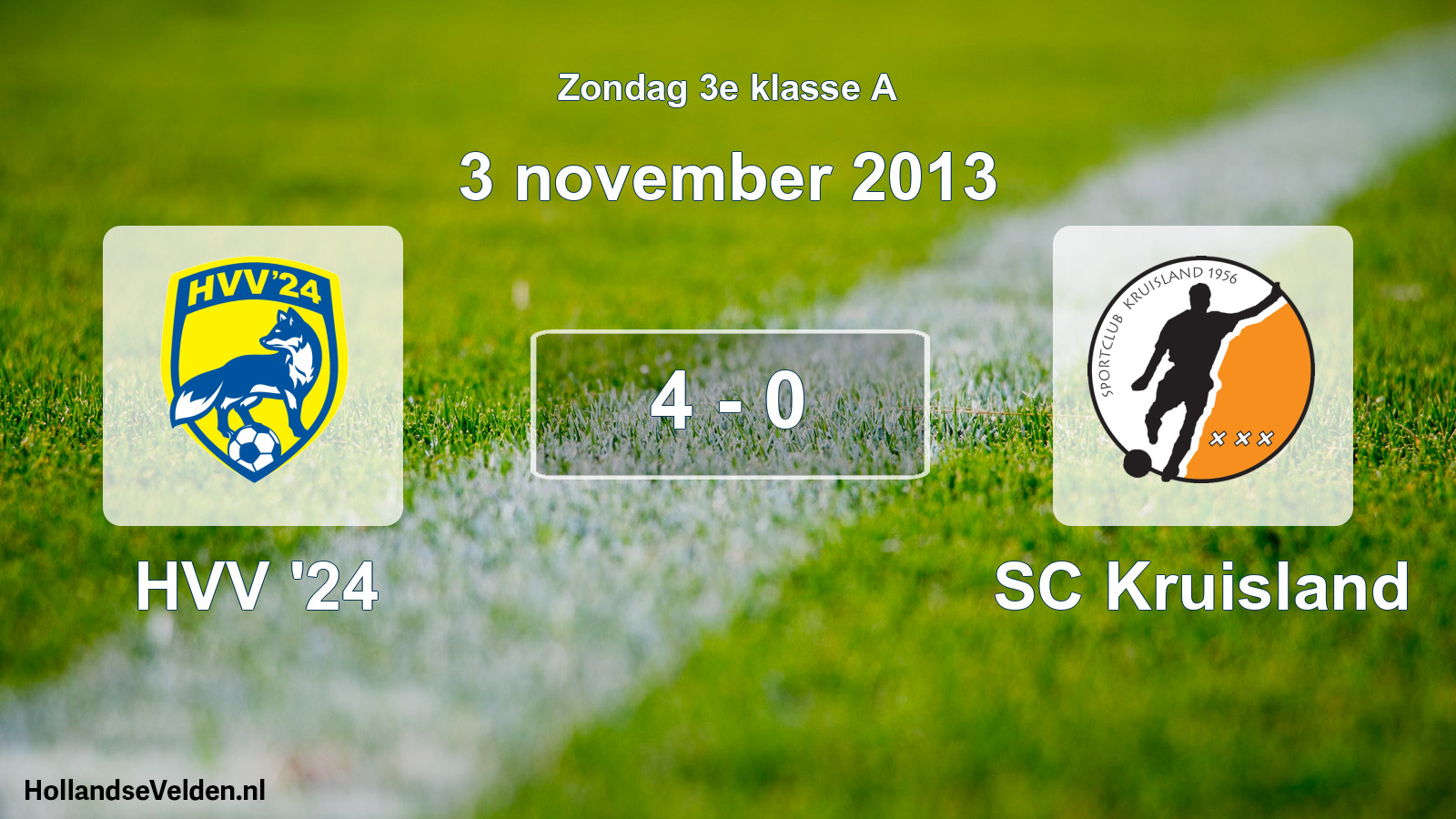 Total number of matches played: HVV '24 - SC Kruisland 4 - 0 (3 November 2013)