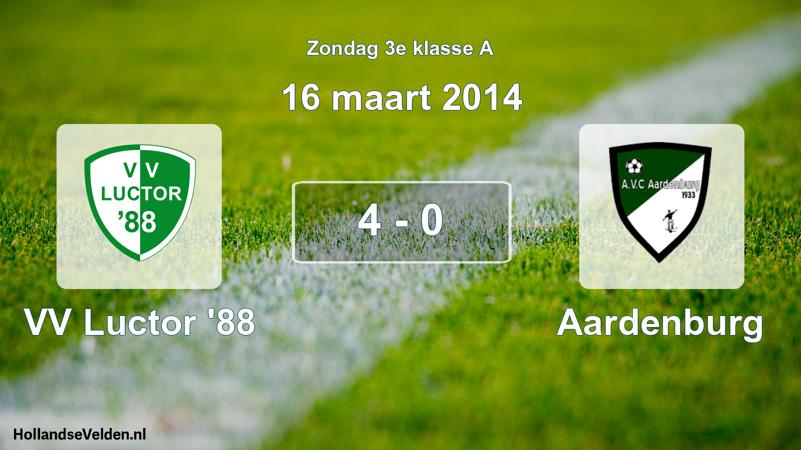 Total number of matches played: VV Luctor '88 - Aardenburg 4 - 0 (16 March 2014)
