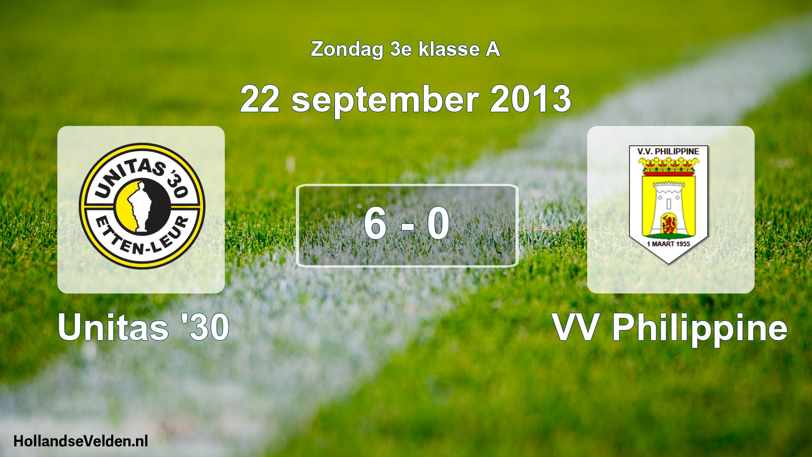 Total number of matches played: Unitas '30 - VV Philippine 6 - 0 (22 September 2013)