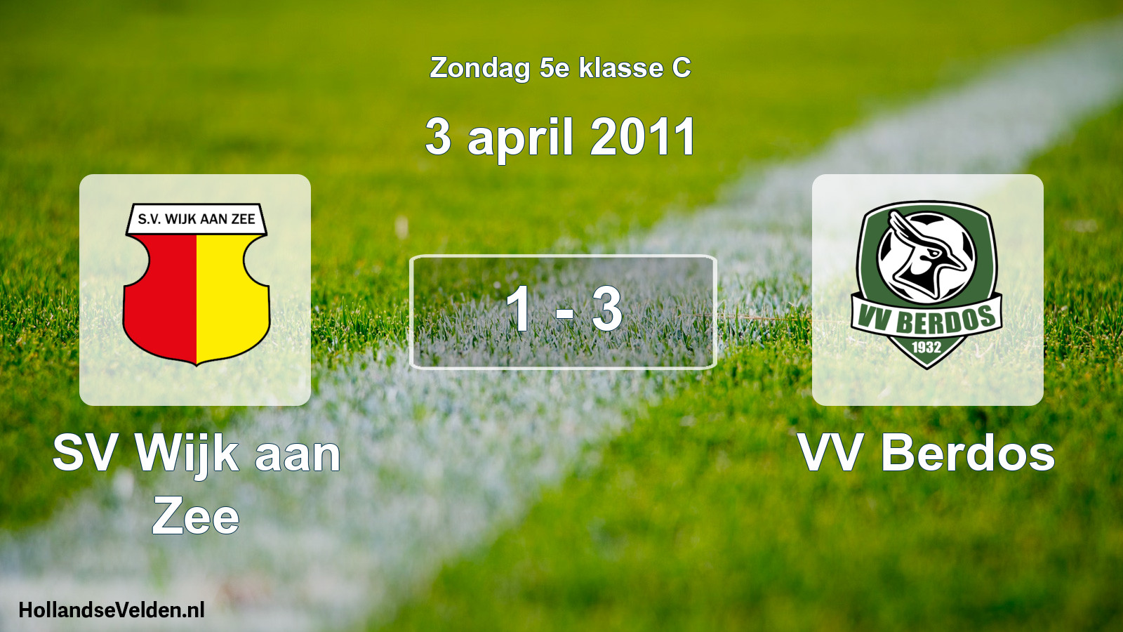 Total number of matches played: SV Wijk aan Zee - VV Berdos 1 - 3 (3 April 2011)