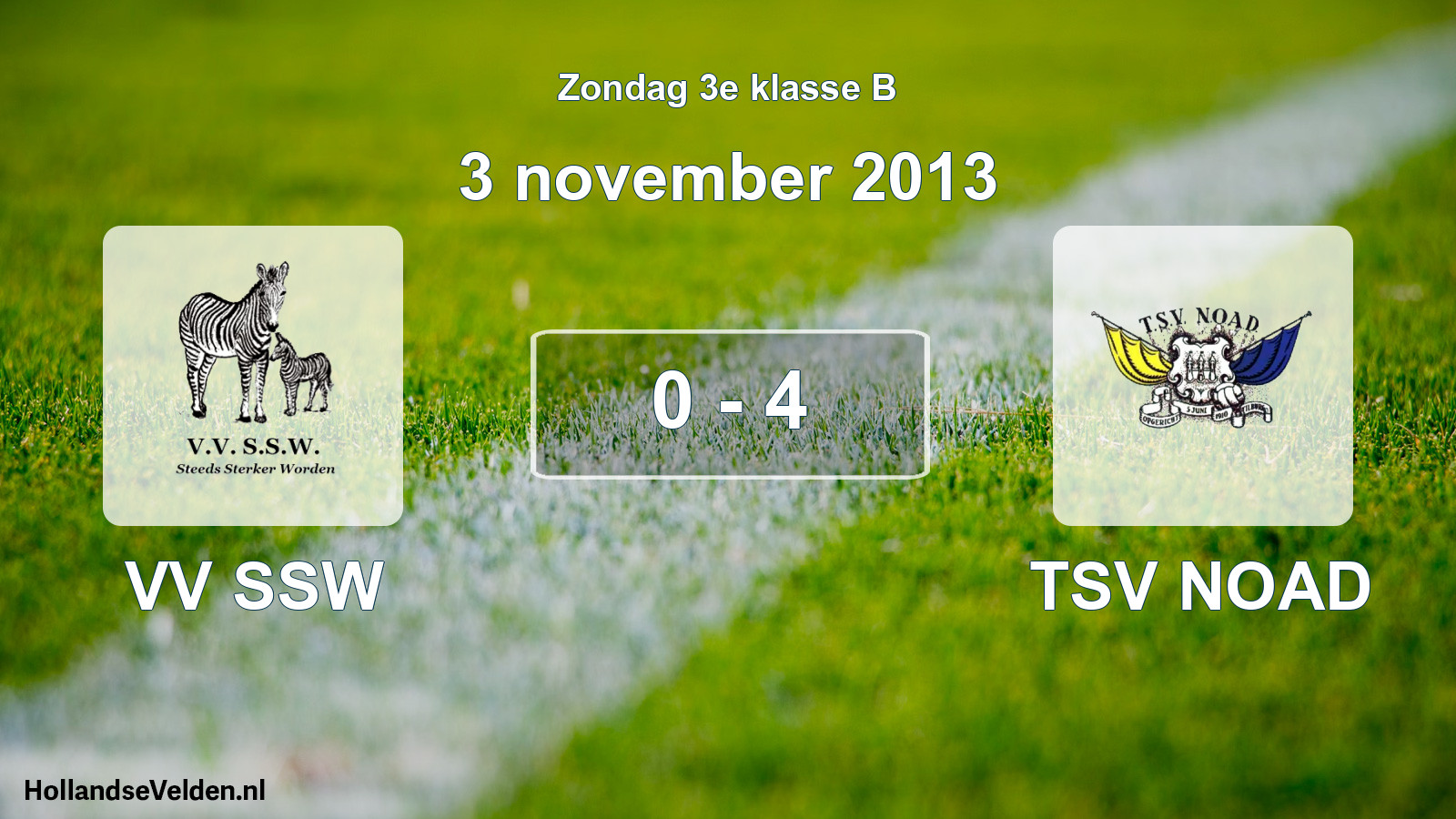 Total number of matches played: VV SSW - TSV NOAD 0 - 4 (3 November 2013)