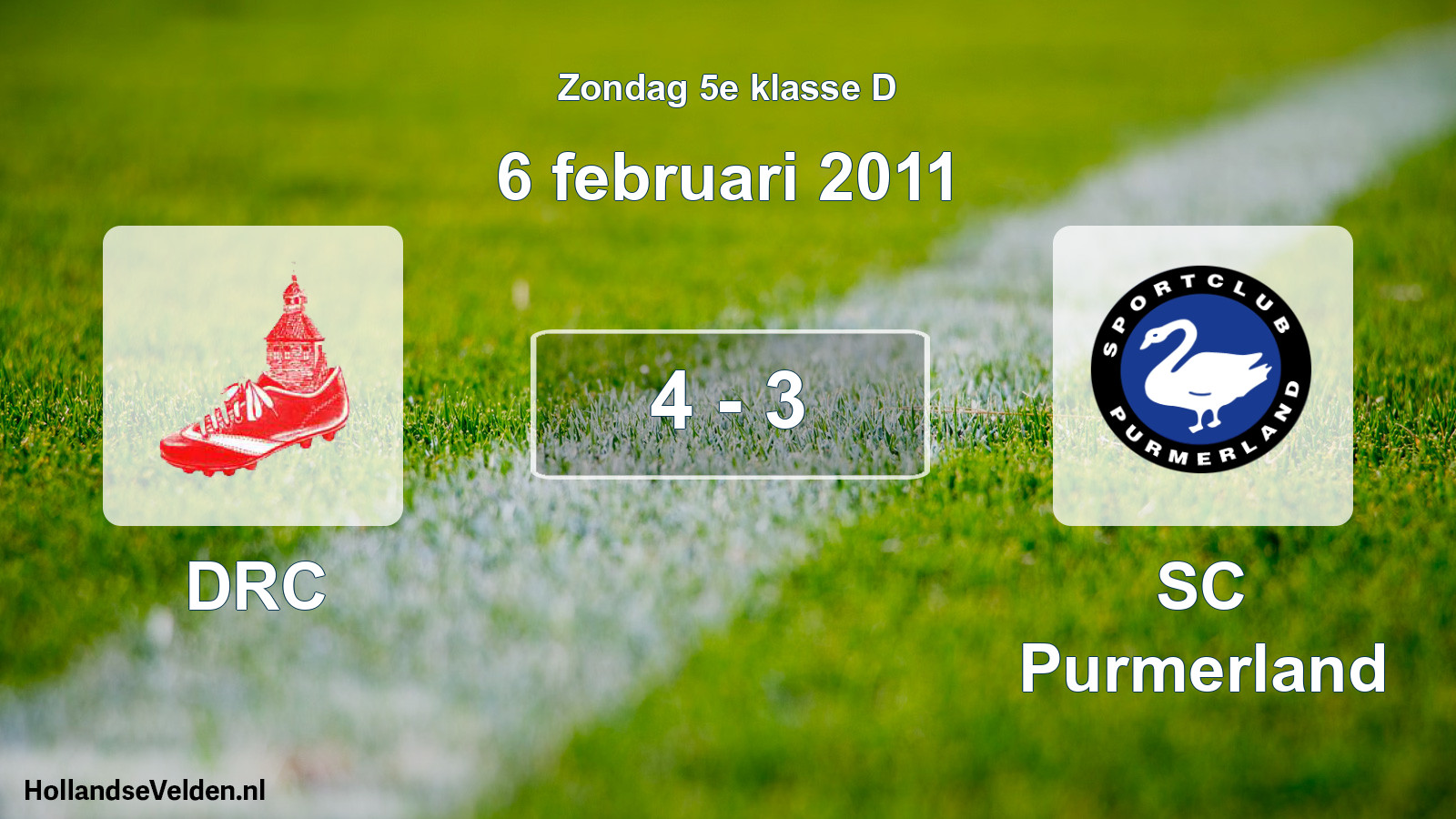 Total number of matches played: DRC - SC Purmerland 4 - 3 (6 February 2011)
