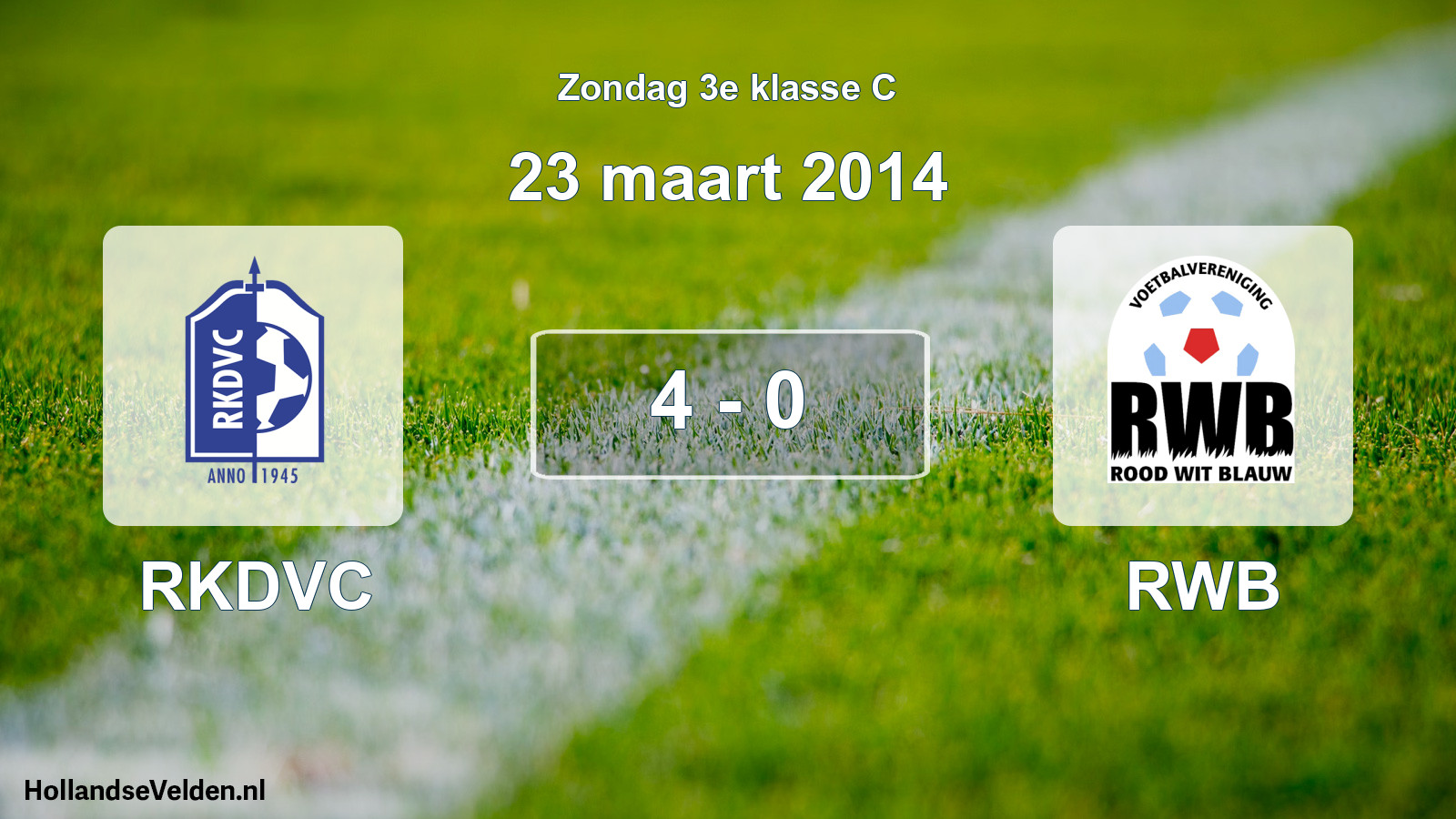 Total number of matches played: RKDVC - RWB 4 - 0 (23 March 2014)