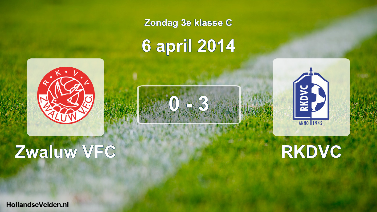 Total number of matches played: Zwaluw VFC - RKDVC 0 - 3 (6 April 2014)