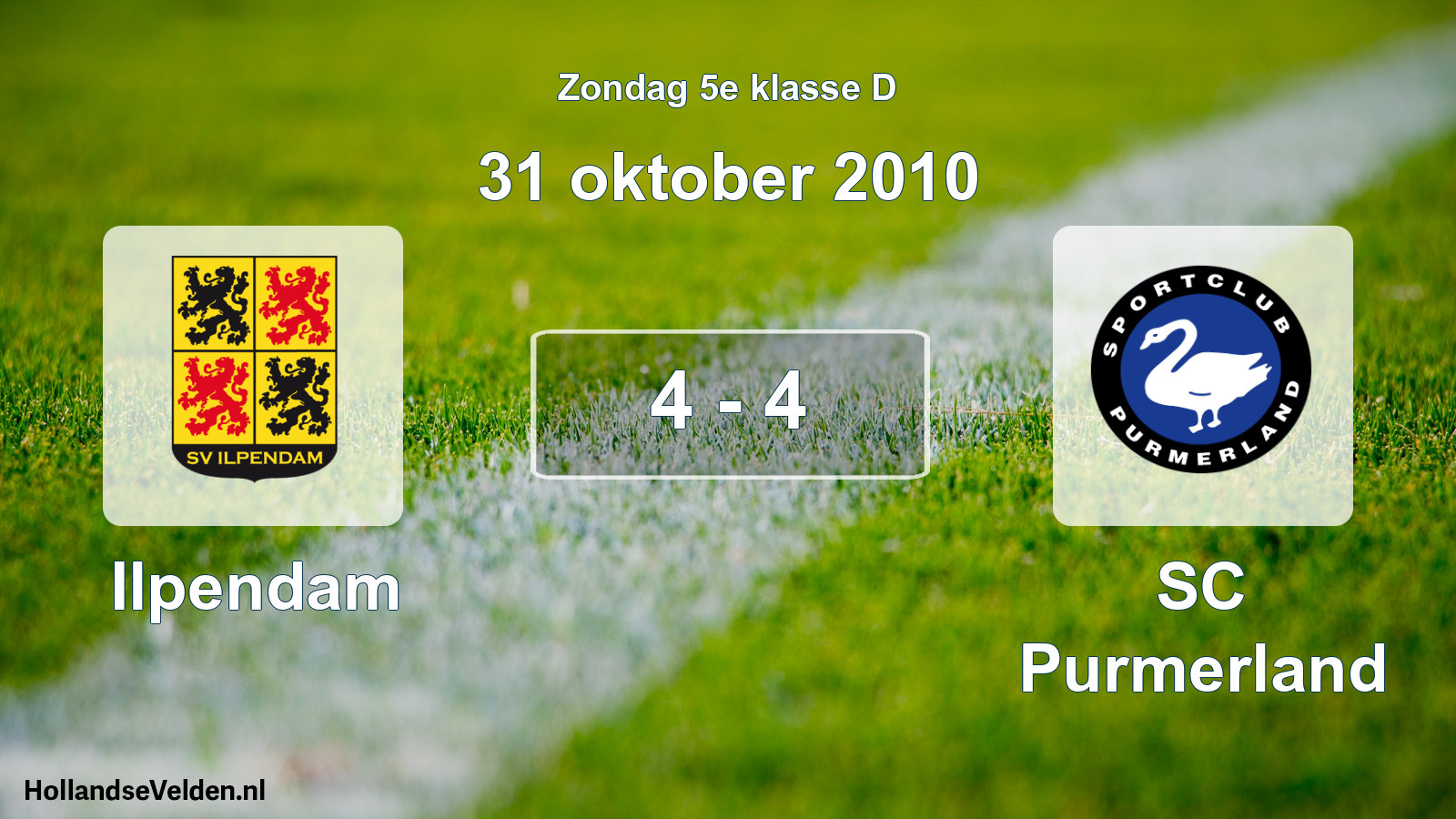 Total number of matches played: Ilpendam - SC Purmerland 4 - 4 (31 October 2010)
