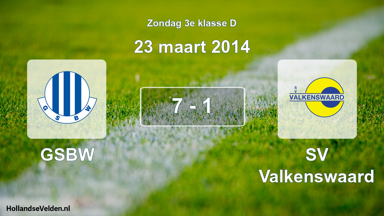 Total number of matches played: GSBW - SV Valkenswaard 7 - 1 (23 March 2014)
