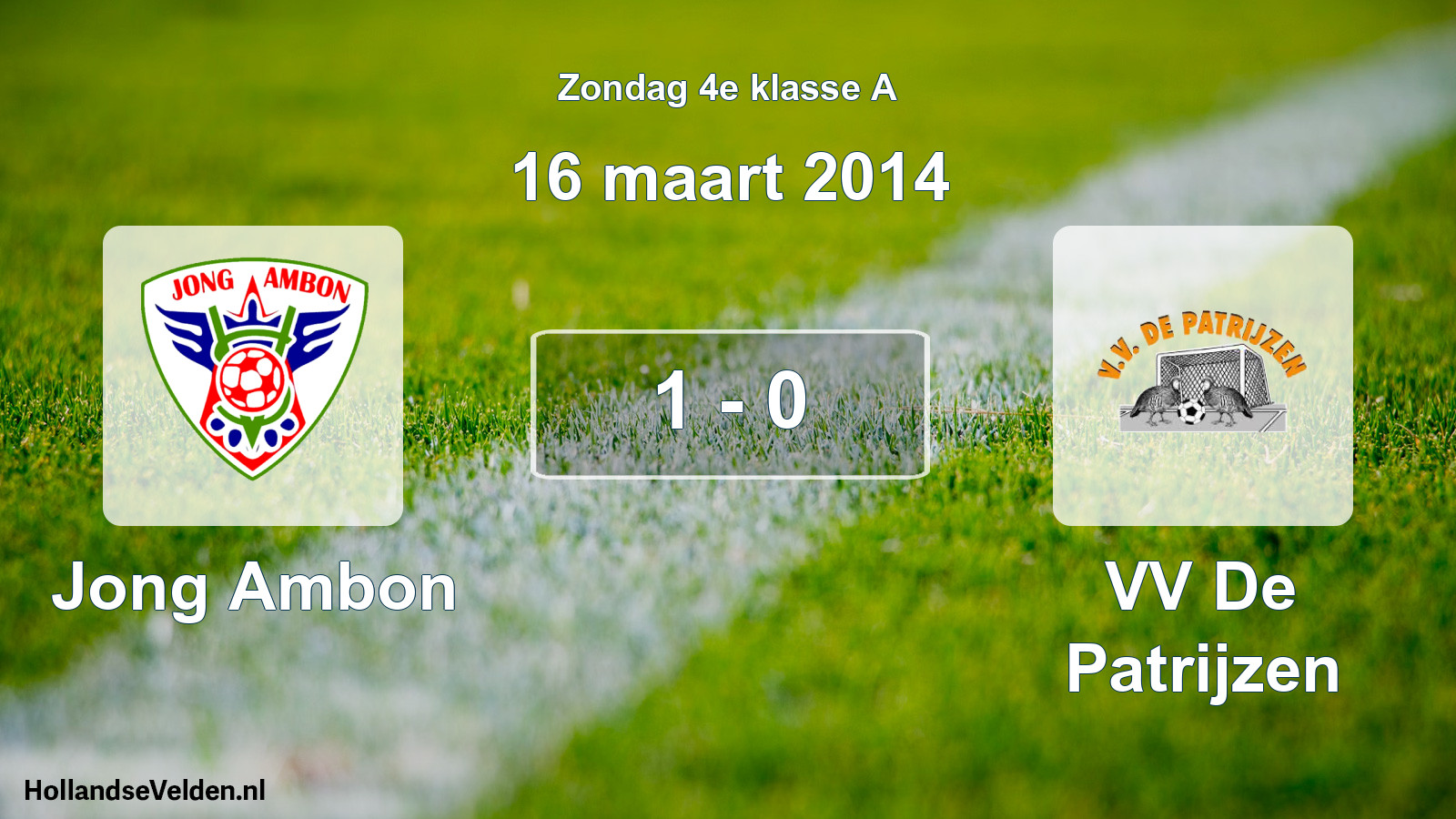 Total number of matches played: Jong Ambon - VV De Patrijzen 1 - 0 (16 March 2014)