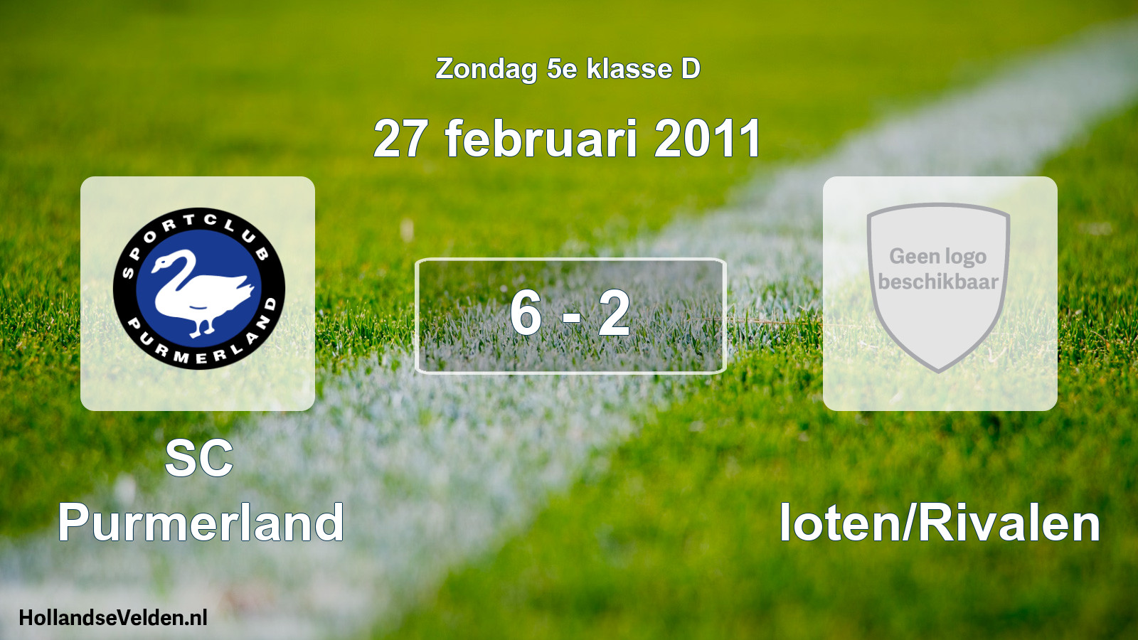 Total number of matches played: SC Purmerland - Sloten/Rivalen 6 - 2 (27 February 2011)