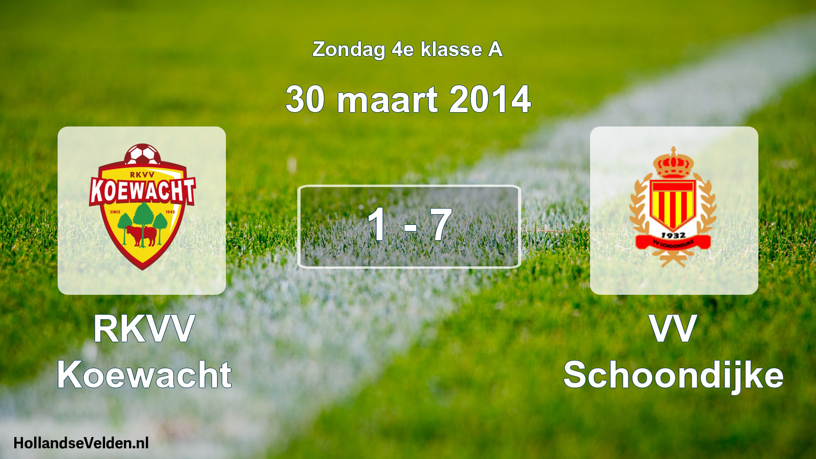 Total number of matches played: RKVV Koewacht - VV Schoondijke 1 - 7 (30 March 2014)