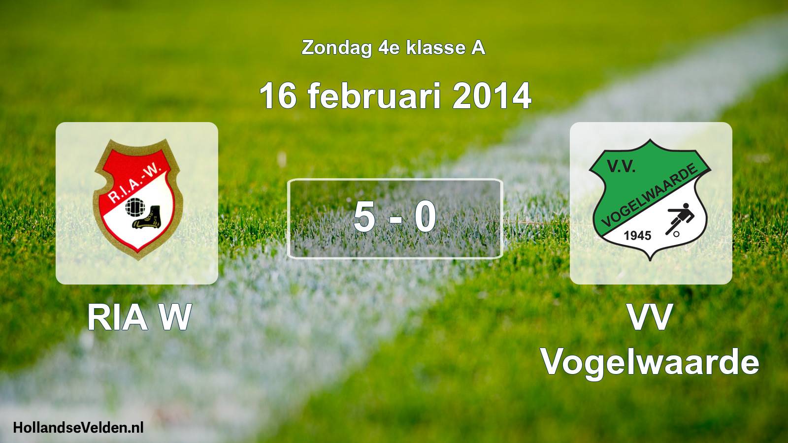 Total number of matches played: RIA W - VV Vogelwaarde 5 - 0 (16 February 2014)