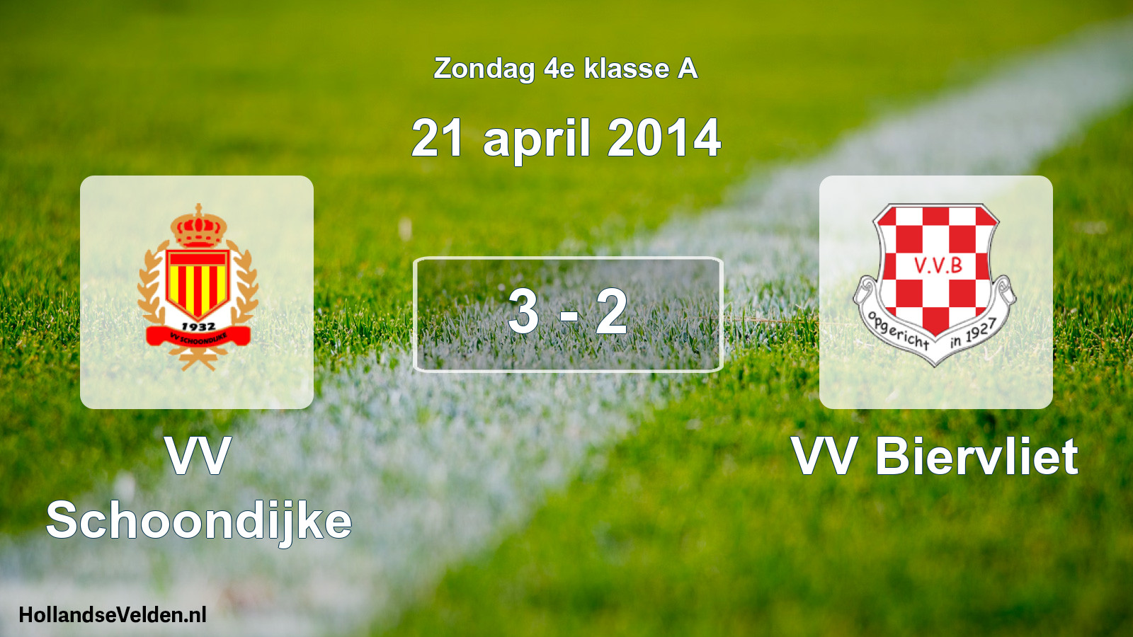 Total number of matches played: VV Schoondijke - VV Biervliet 3 - 2 (21 April 2014)
