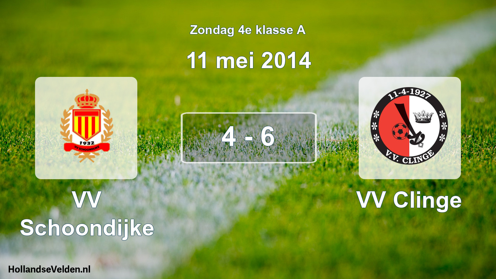 Total number of matches played: VV Schoondijke - VV Clinge 4 - 6 (11 May 2014)